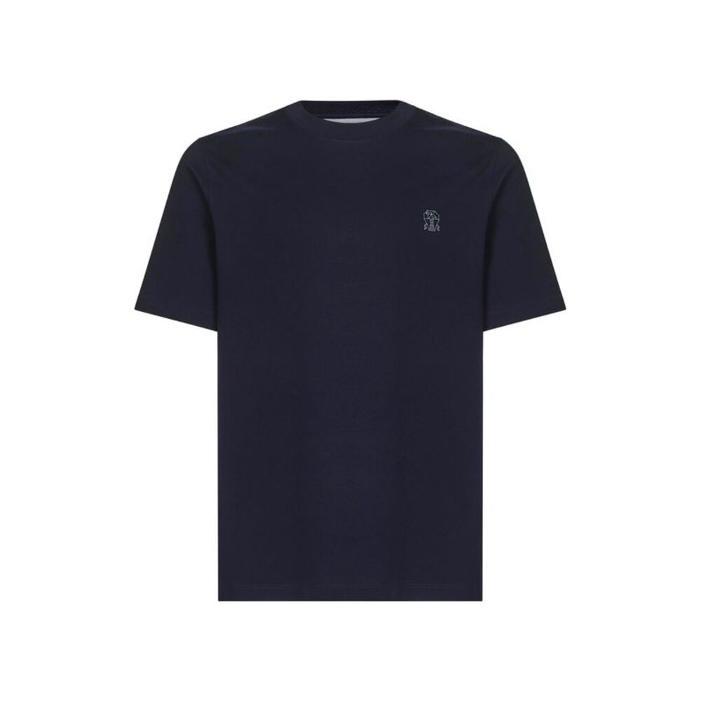 Brunello Cucinelli Men Blue Solomeo Crest T-Shirt